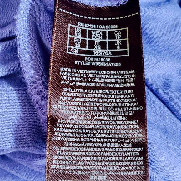 VTG GUESS Purple Lace Black Waistband Overlay Skater Mini Dress Rayon/Spandex XS - Picture 8 of 15